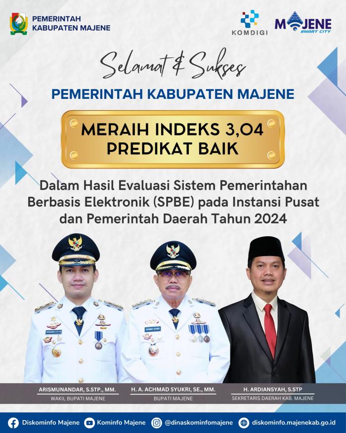 Kabupaten Majene Raih Predikat Baik Dalam Sistem Pemerintahan Berbasis Elektronik (SPBE)